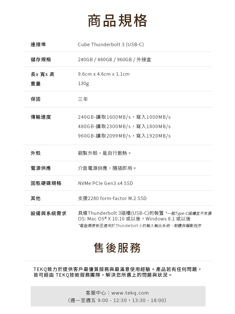 CUBE Thunderbolt 3 PCIe M.2 NVMe External SSD