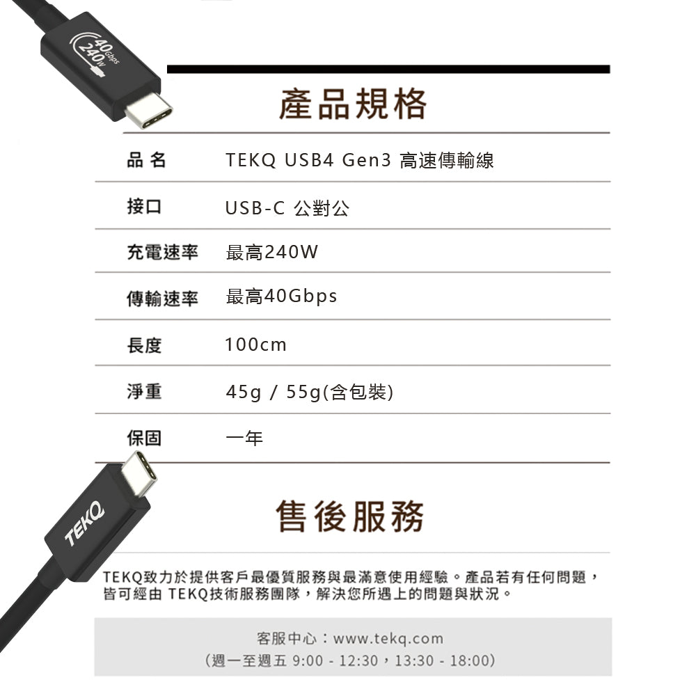 USB-IF 認證 USB4 Gen3 高速傳輸線