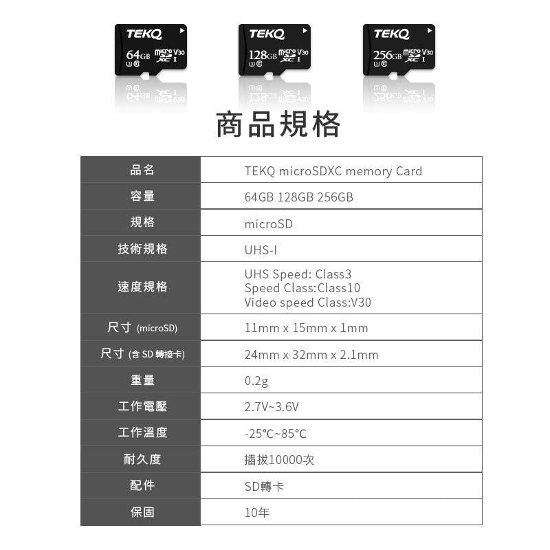 MicroSDXC UHS-I U3 V30 A1 memory card